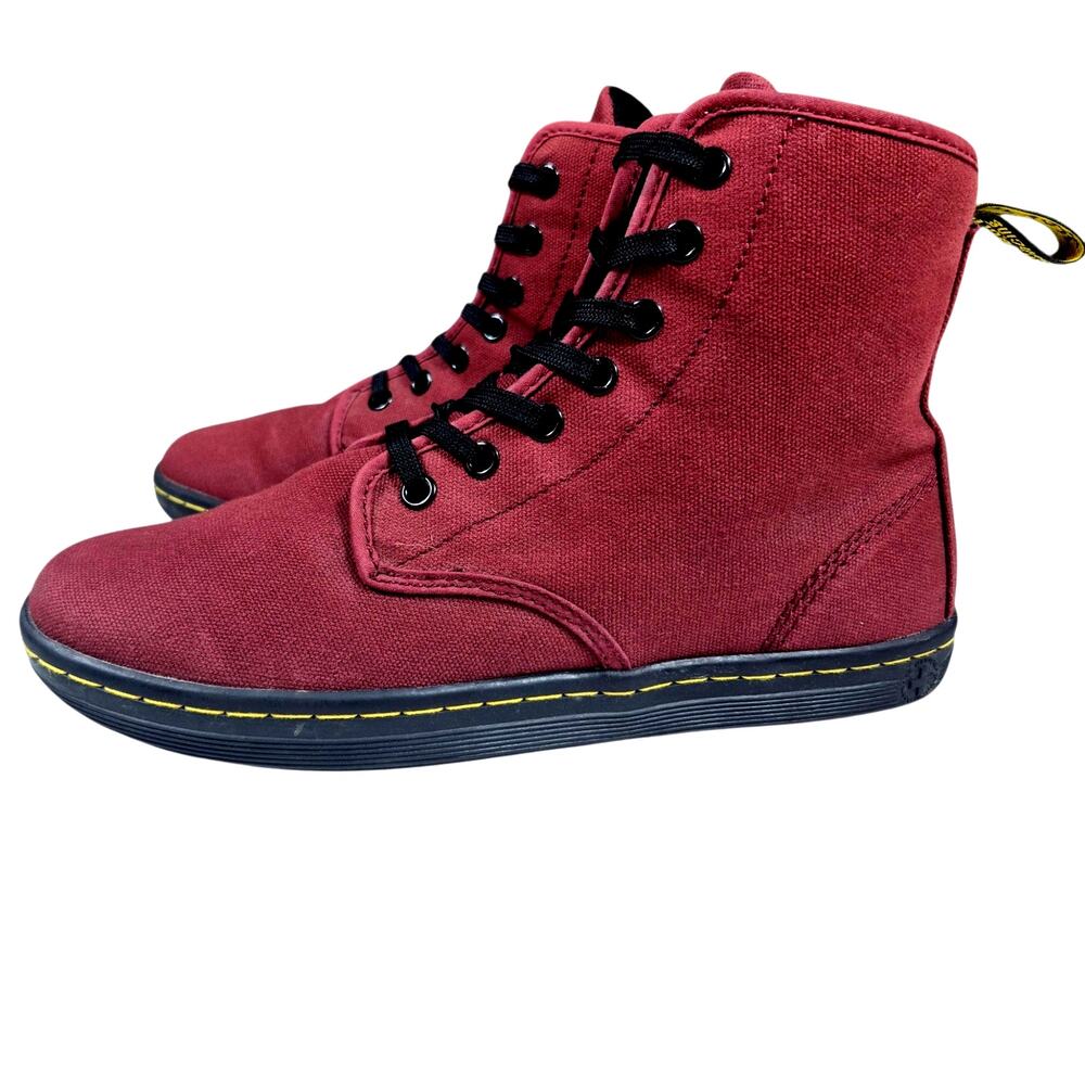 Dr Martens Womens Shoreditch Cherry Red Canvas Boots Sneakers Airwair 7 Eyelet 8